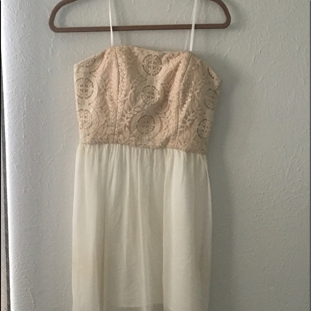 GB brand strapless dress.